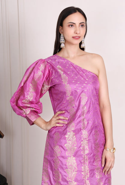 Amara silk one shoulder dress